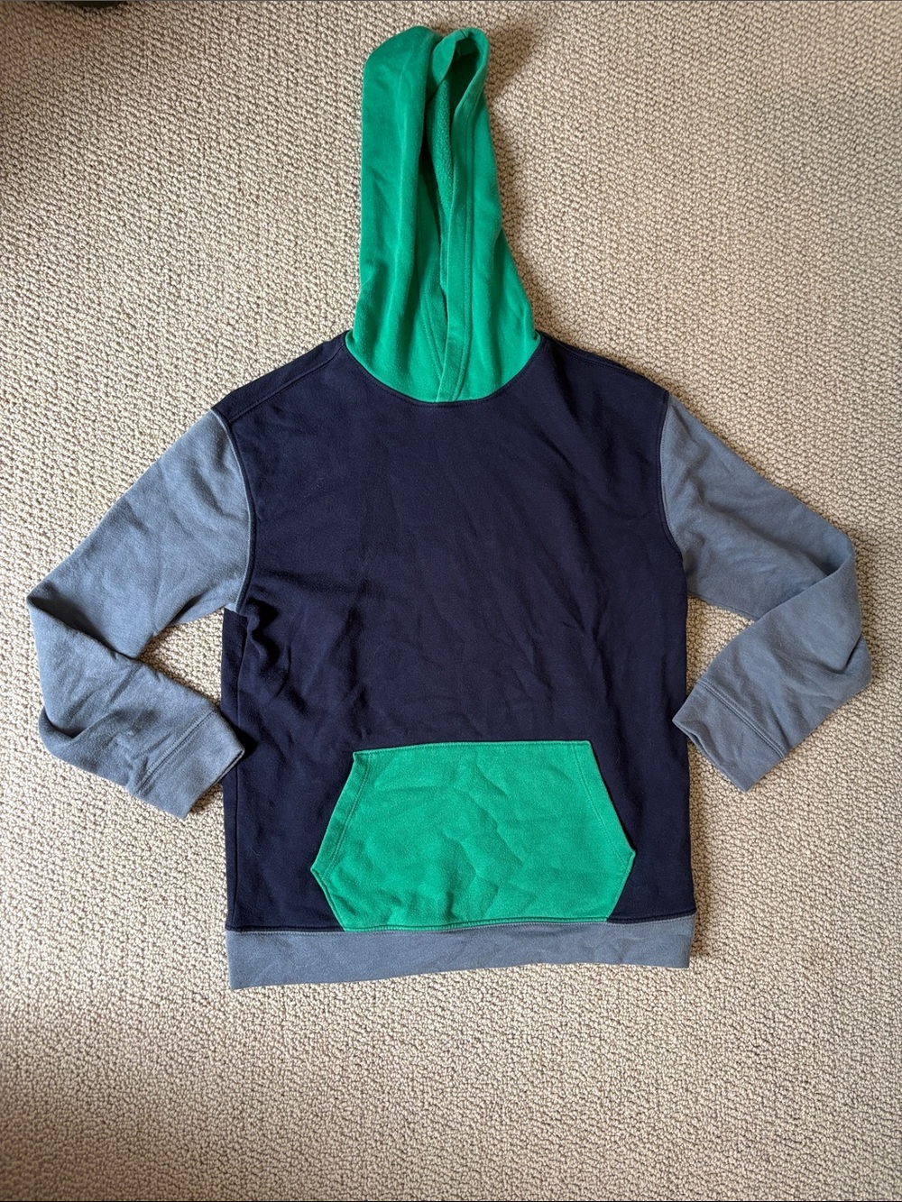 Old Navy Kids Colorblock Hoodie in Navy, Gray & Green
